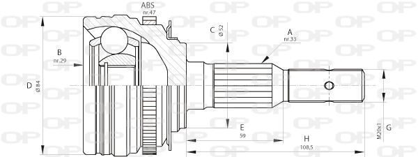 OPEN PARTS Шарнирный комплект, приводной вал CVJ5273.10